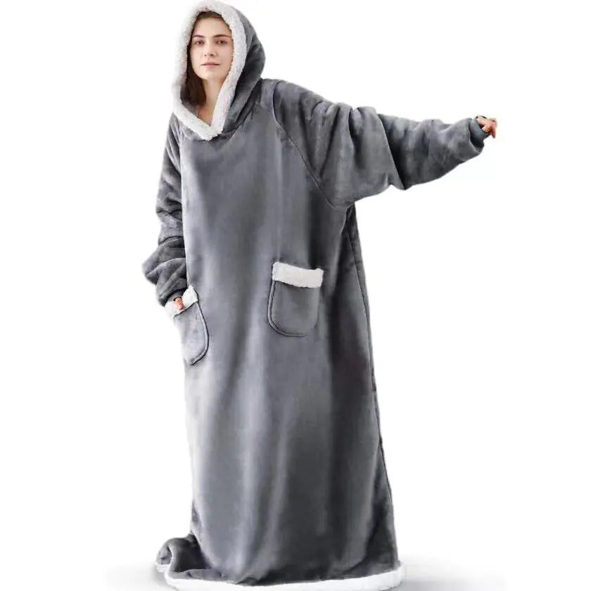 Couple Models Winter Hooded Pajamas and Blanket Set