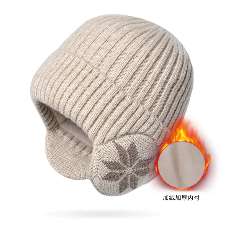 Winter Knit Beanie with Ear Protection for Men and Women