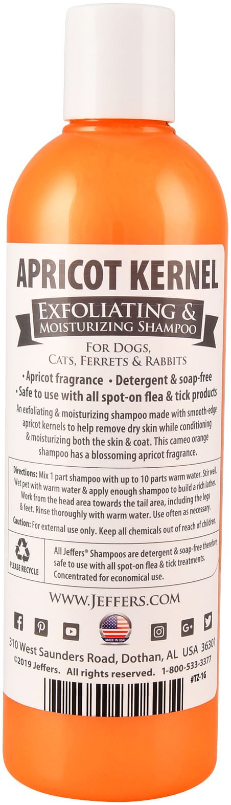 Champú Exfoliante e Hidratante para Mascotas con Hueso de Albaricoque Jeffers
