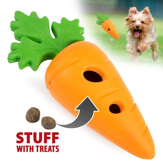 Juguete dispensador de golosinas de caucho natural Jeffers Baby Carrot para la salud dental del perro