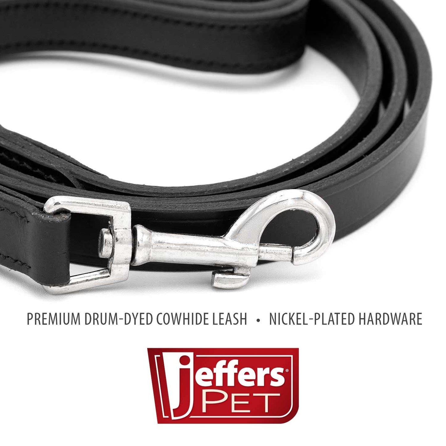 Correa para mascotas Jeffers de cuero negro acolchado