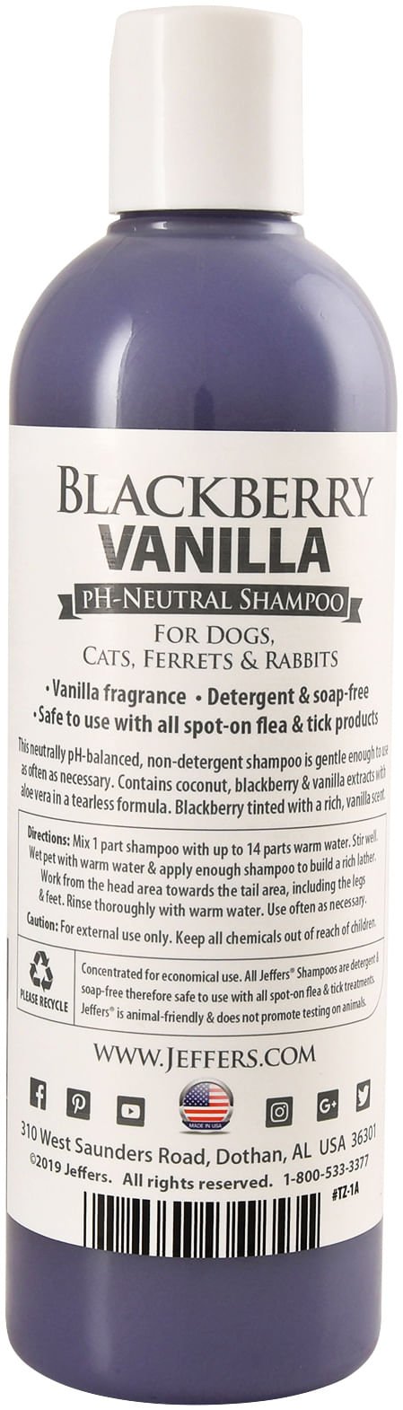 Champú pH Neutro para Mascotas Vainilla y Mora Jeffers