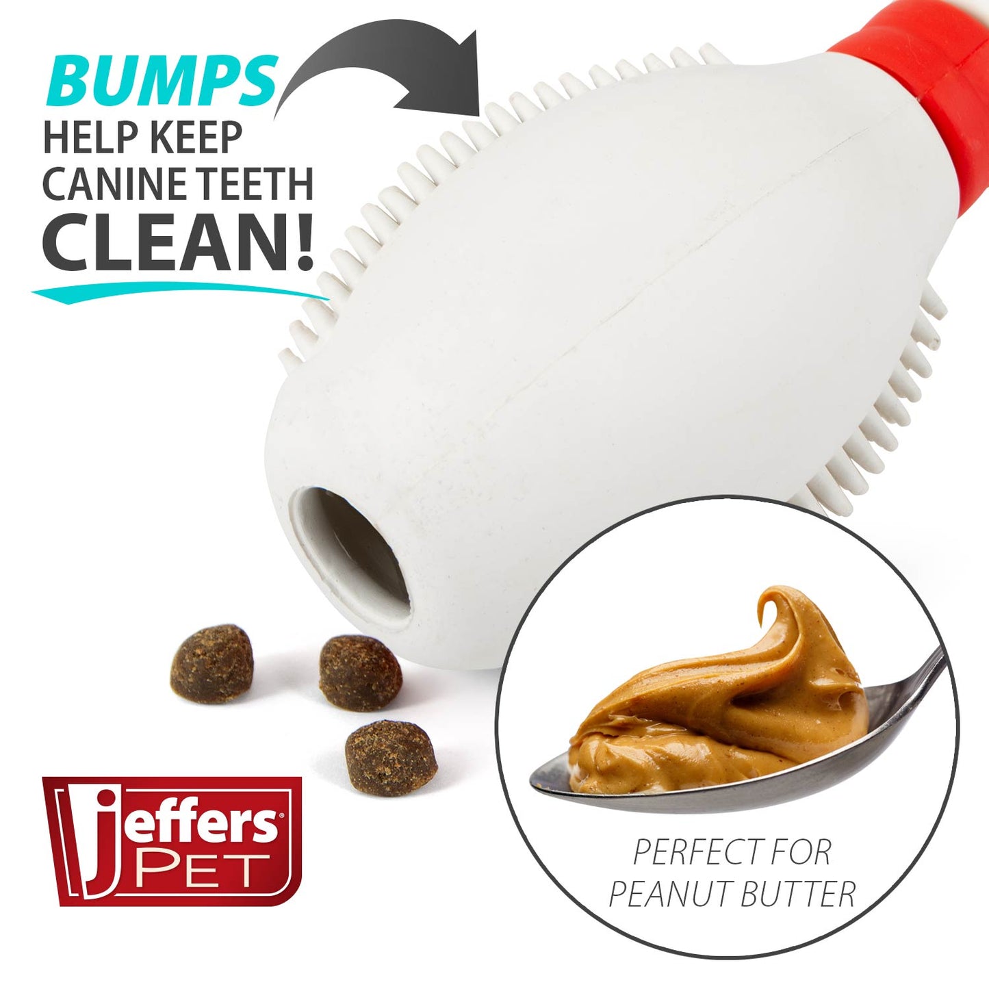 Juguete masticable dispensador de golosinas de caucho natural con forma de bolo de bolos Jeffers para perros