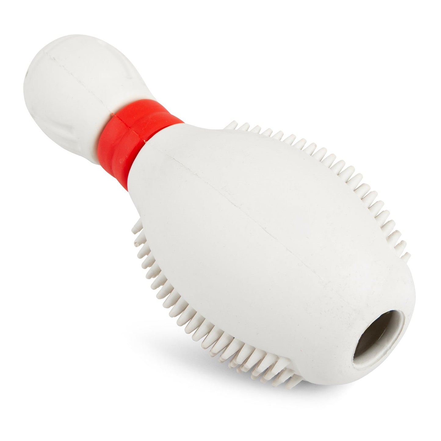 Juguete masticable dispensador de golosinas de caucho natural con forma de bolo de bolos Jeffers para perros