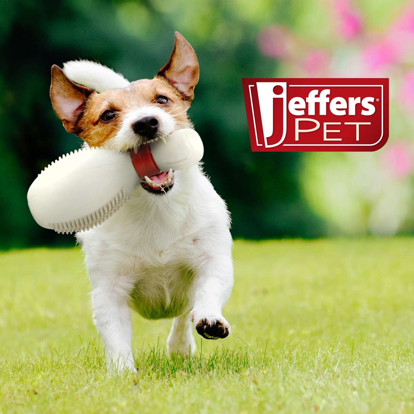 Juguete masticable dispensador de golosinas de caucho natural con forma de bolo de bolos Jeffers para perros