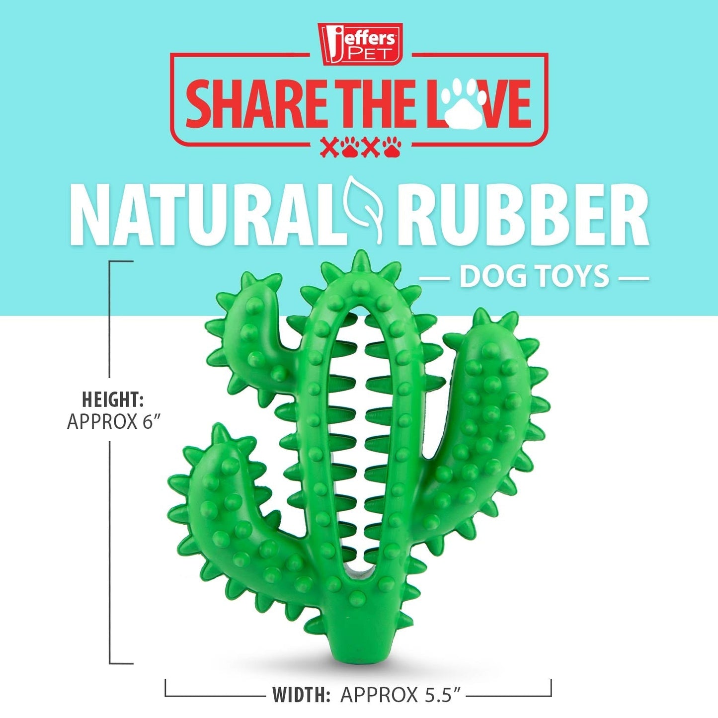 Juguete masticable dental Jeffers Cactus de caucho natural para perros para hábitos de masticación saludables
