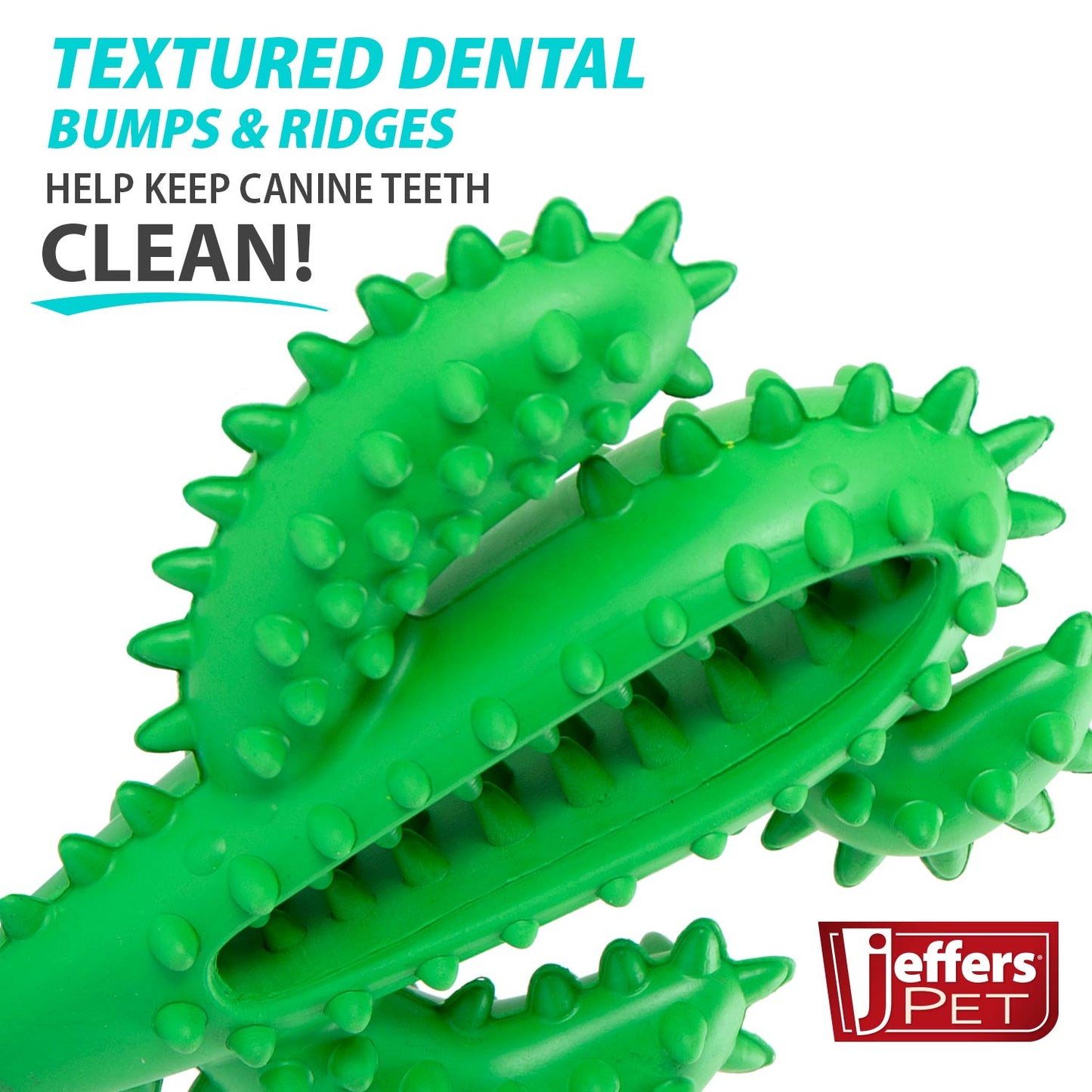 Juguete masticable dental Jeffers Cactus de caucho natural para perros para hábitos de masticación saludables