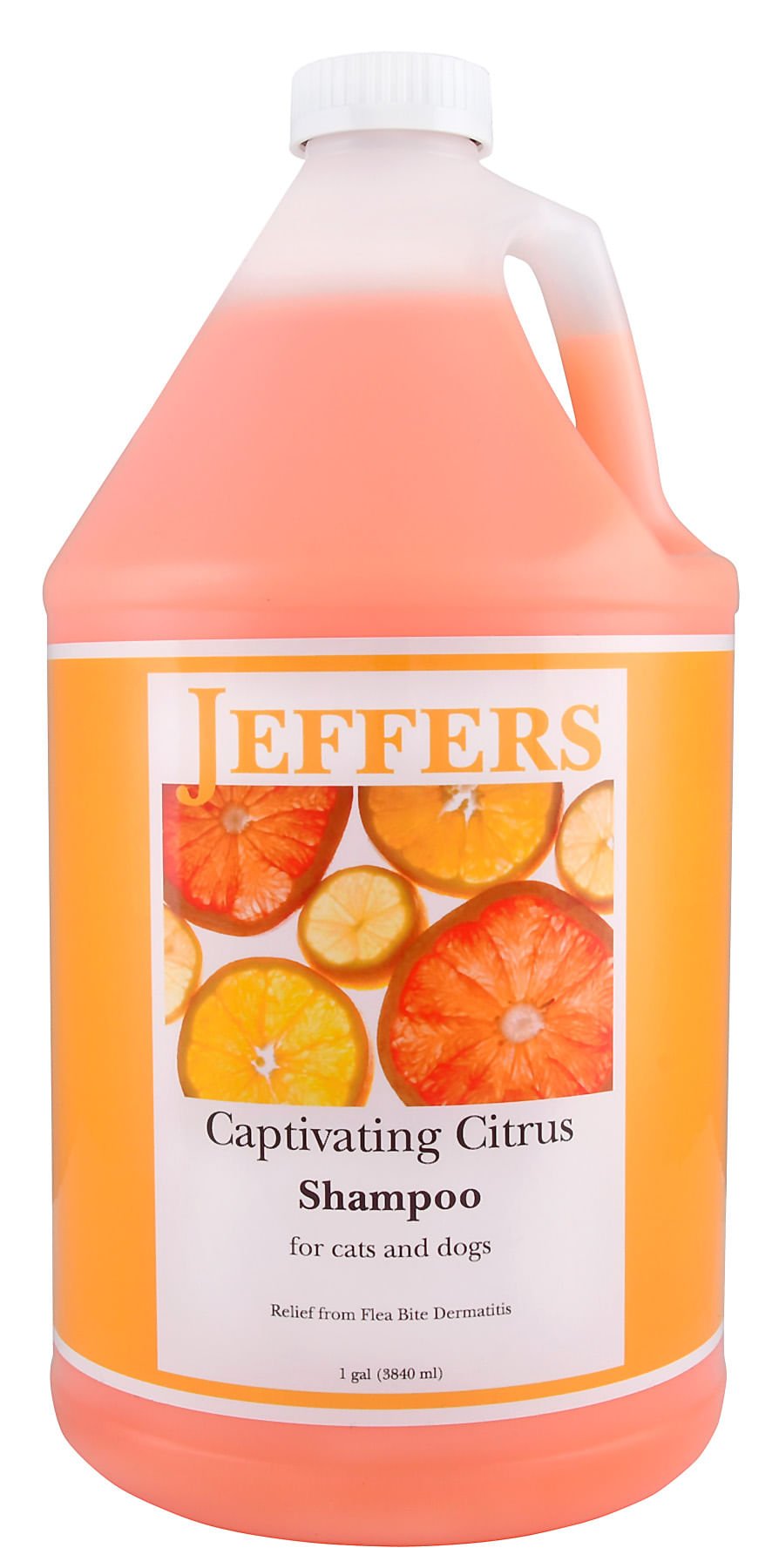 Champú Jeffers Pet Captivating Citrus para aliviar las picaduras de pulgas, totalmente natural, para perros y gatos