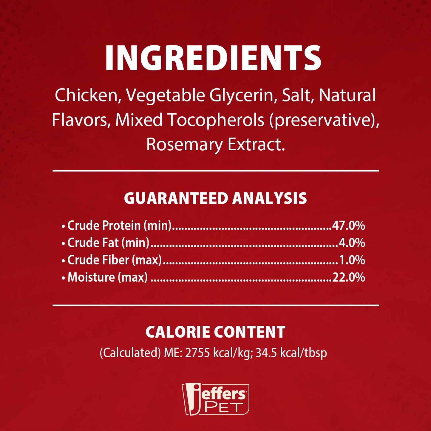 Golosinas saludables para perro Jeffers Chicken Jerky, 24 oz - 100% naturales, sin cereales, sin gluten, hechas en EE. UU.