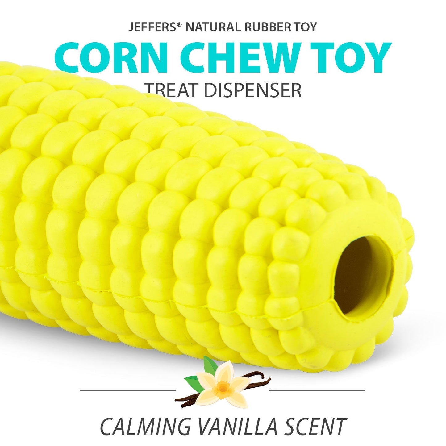 Juguete masticable dental para perros Jeffers Corn Cob de caucho natural dispensador de golosinas rellenable