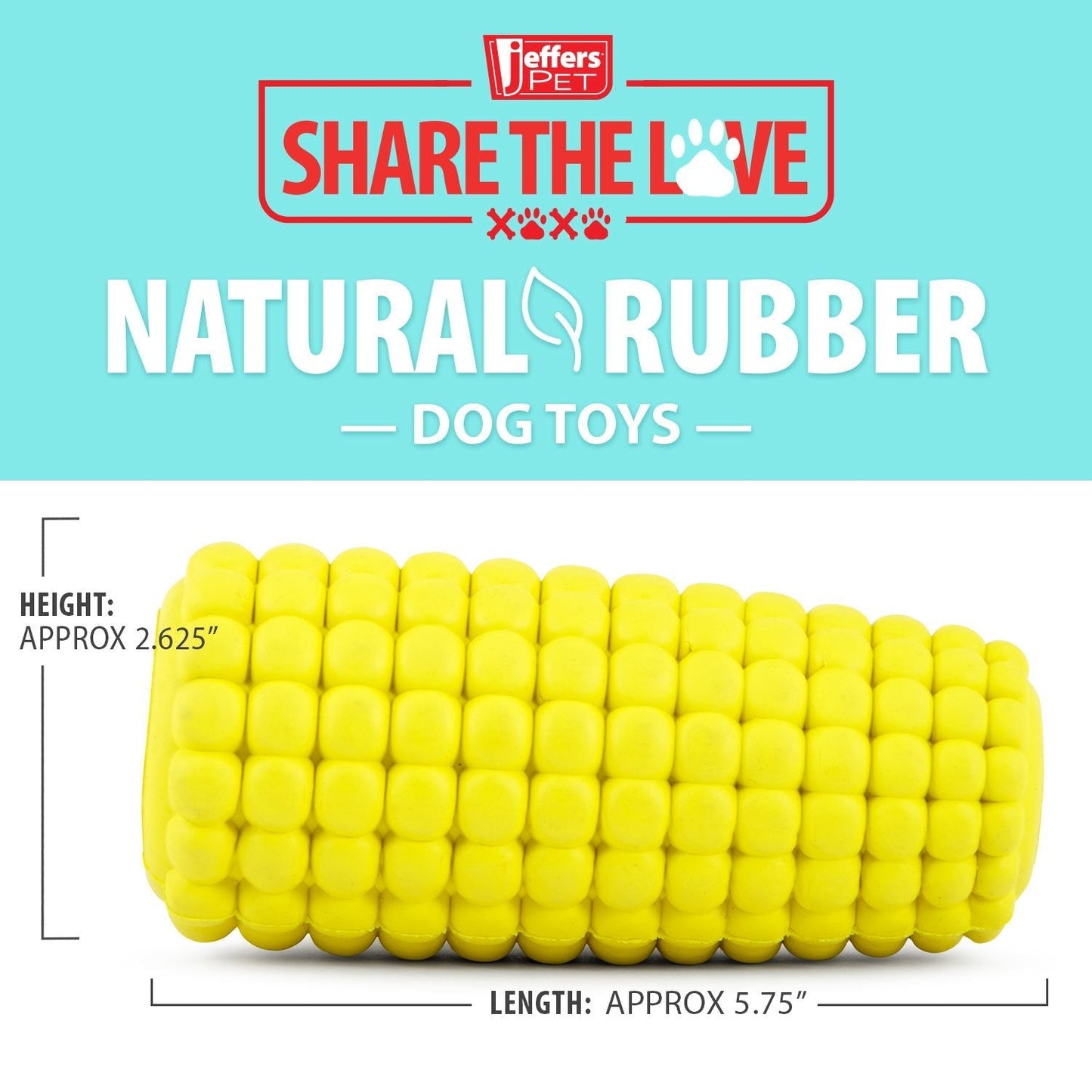 Juguete masticable dental para perros Jeffers Corn Cob de caucho natural dispensador de golosinas rellenable