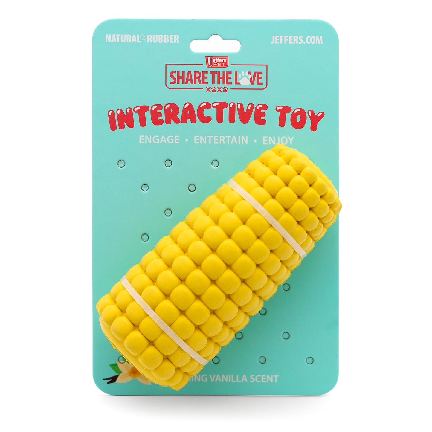Juguete masticable dental para perros Jeffers Corn Cob de caucho natural dispensador de golosinas rellenable
