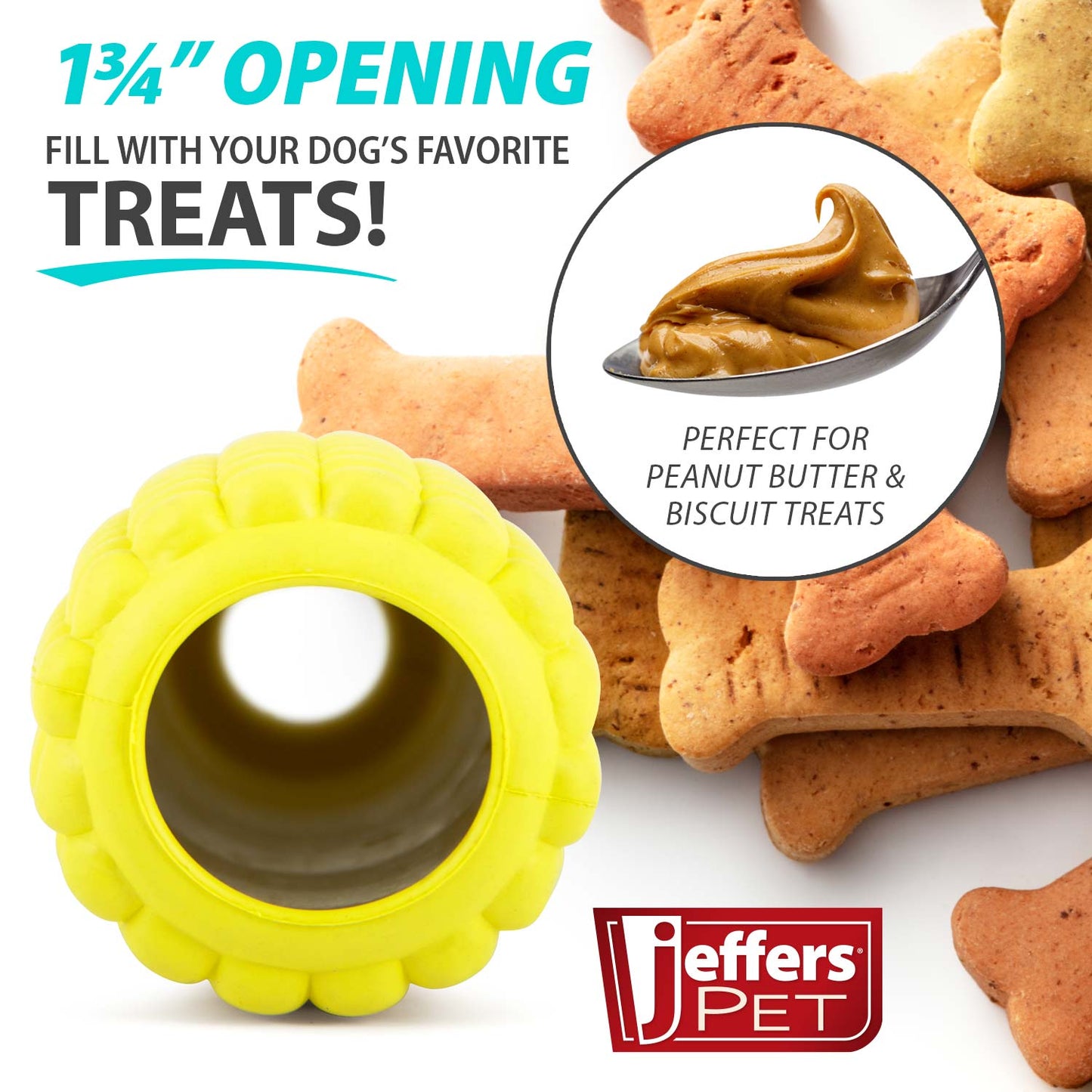 Juguete masticable dental para perros Jeffers Corn Cob de caucho natural dispensador de golosinas rellenable
