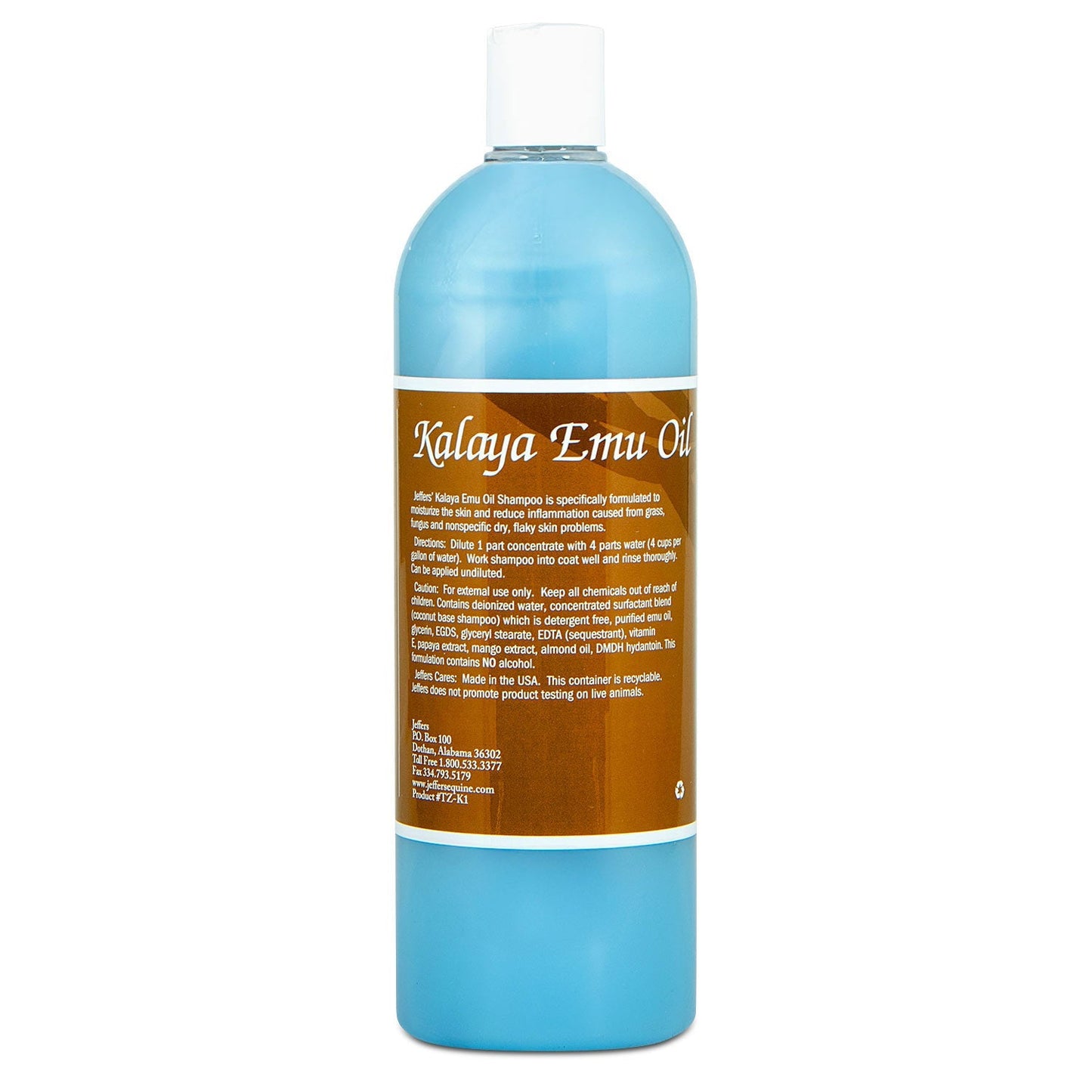 Champú Ultra Hidratante para Caballos Jeffers Equine Kalaya con Aceite de Emú
