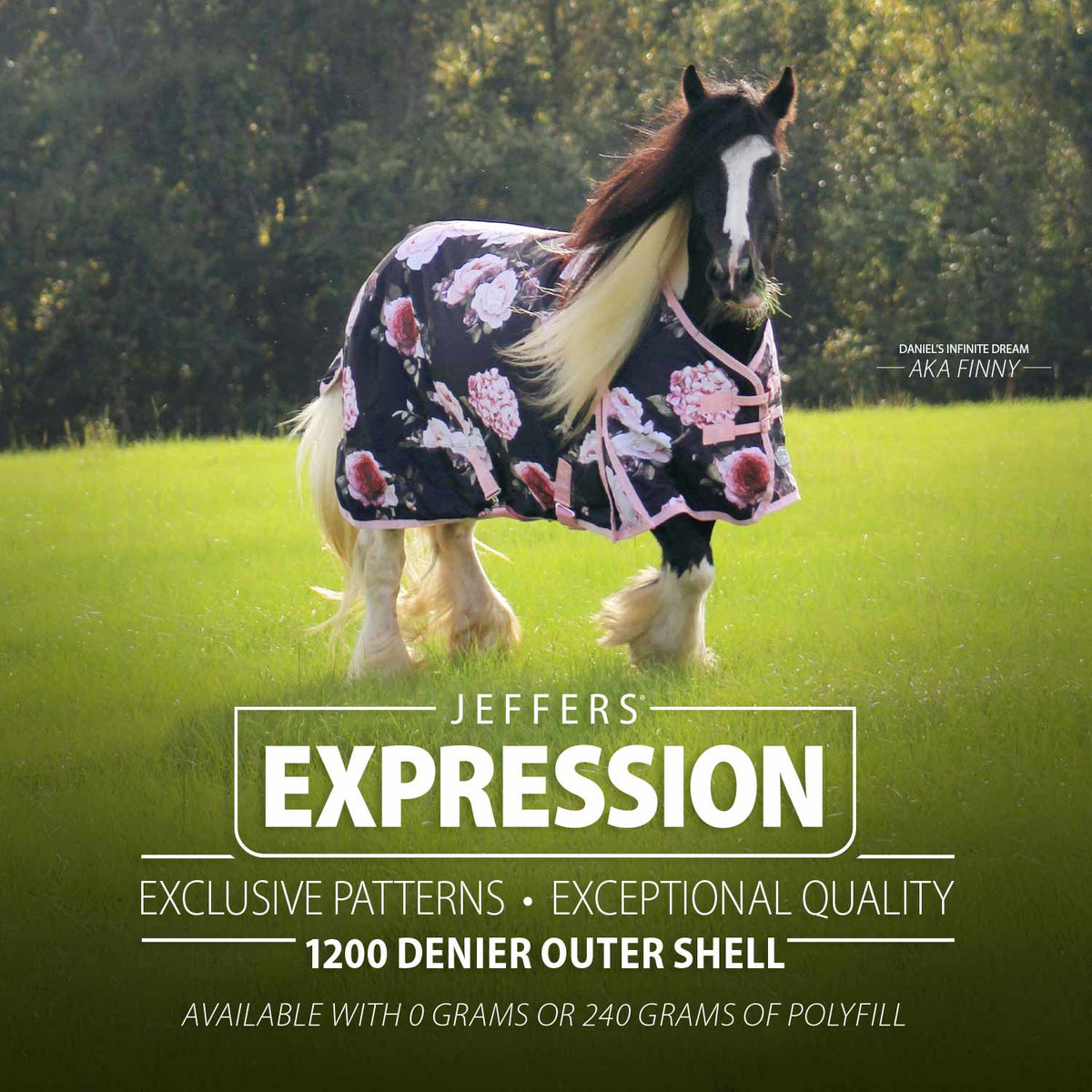 Manta de caballo Jeffers Expression 1200 Denier con cuello estándar, 240 gramos