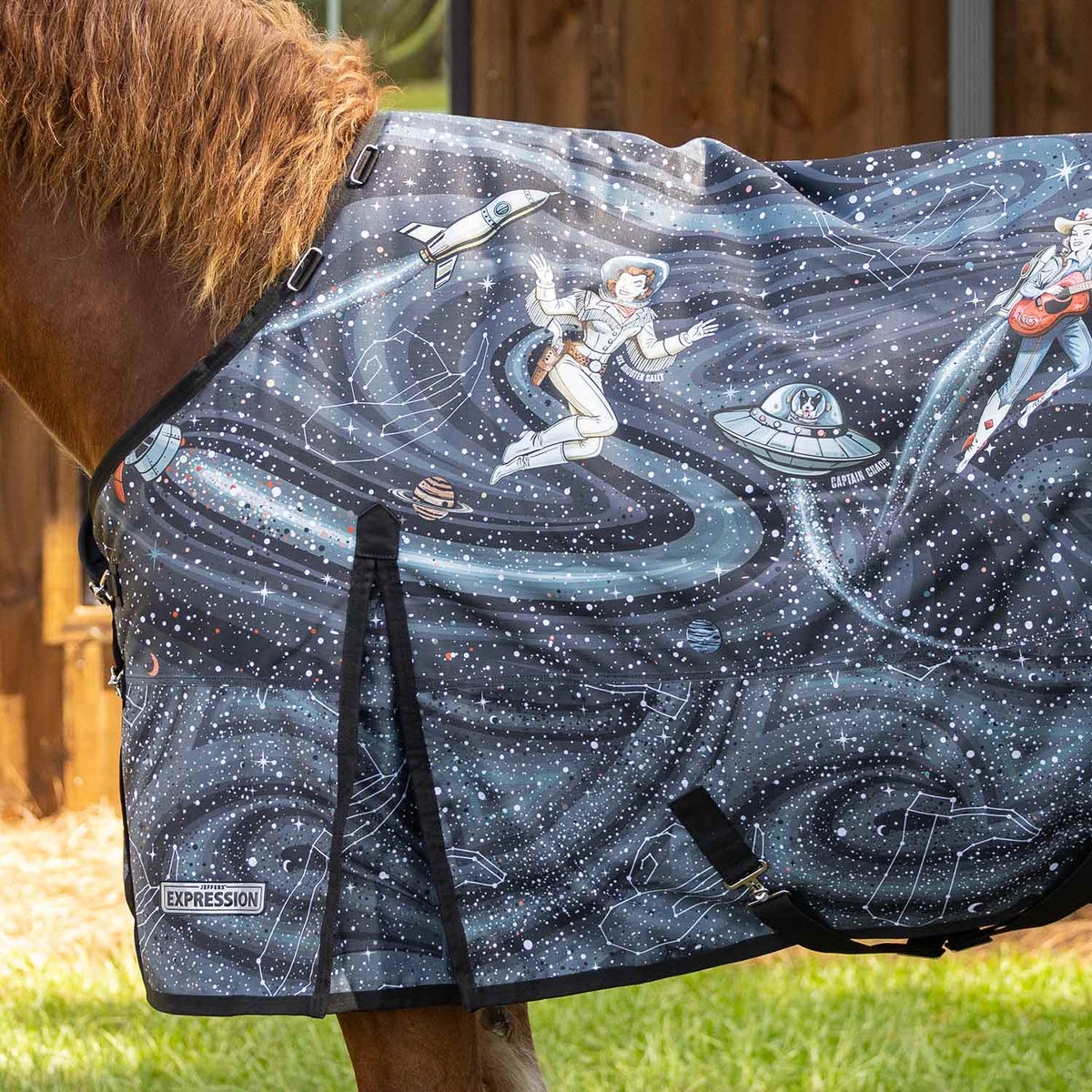 Manta de caballo Jeffers Expression 1200 Denier con cuello estándar, 240 gramos