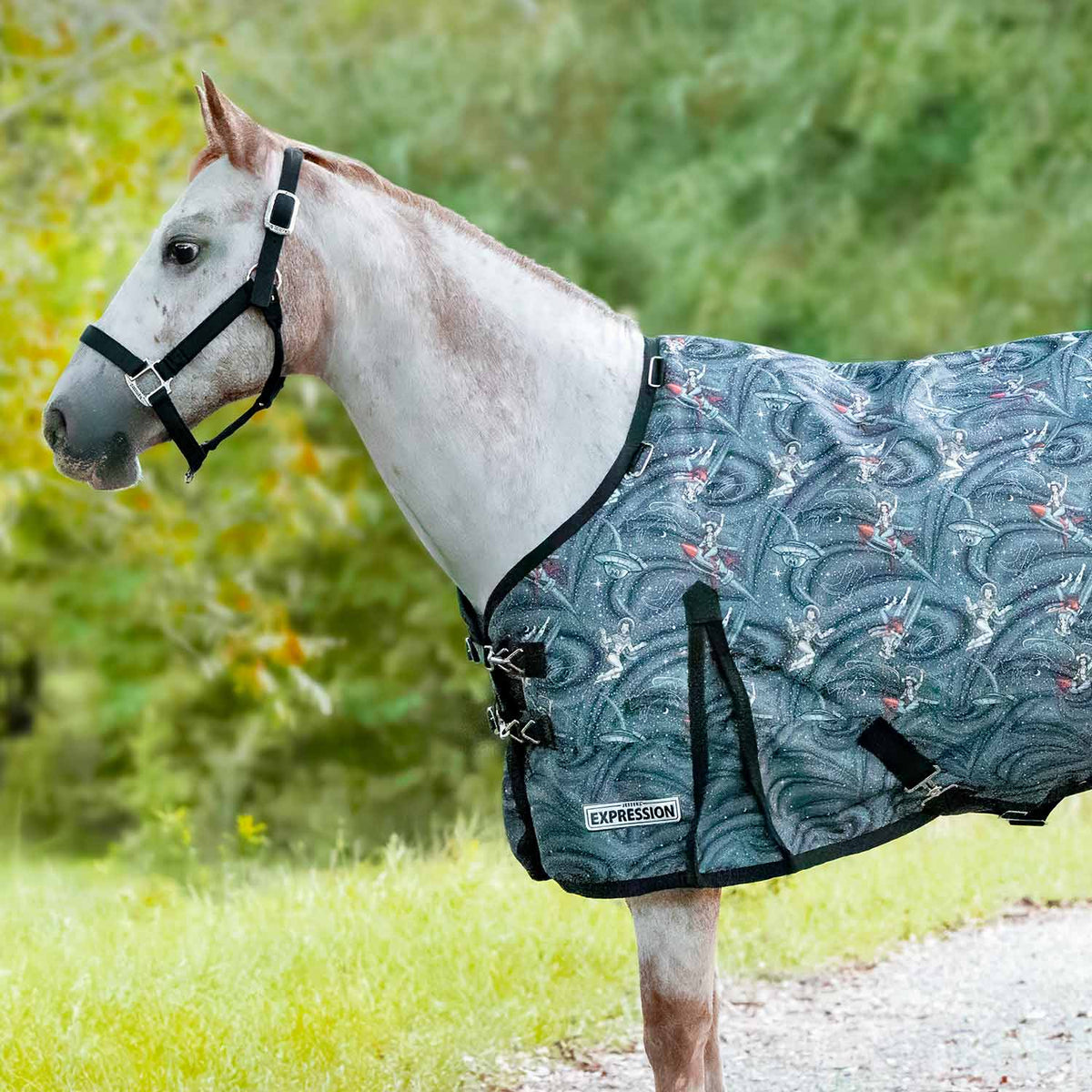 Manta de exterior Jeffers Expression Pony 1200 Denier, peso medio, cuello estándar, relleno de 240 g