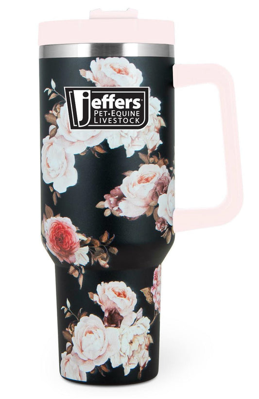 Vaso con tapa de acero inoxidable Jeffers Expression con asa, 40 oz (popote incluido)