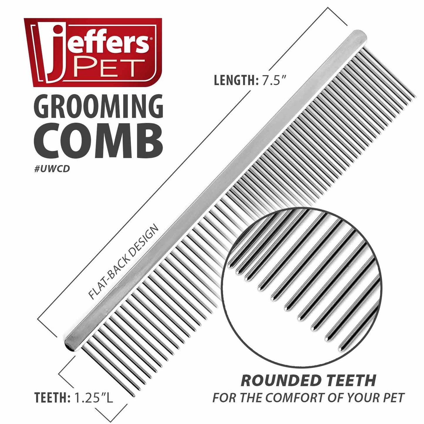 Peines Jeffers Flat Back para el aseo de mascotas