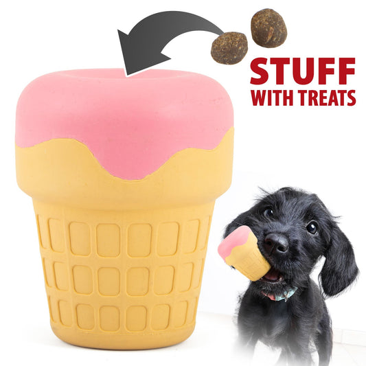 Juguete masticable Jeffers Ice Cream Cone de caucho natural para dispensar premios y limpiar los dientes de perros