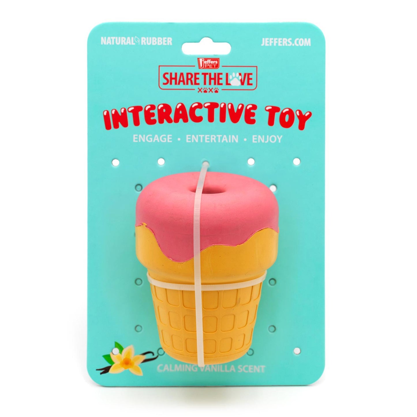 Juguete masticable Jeffers Ice Cream Cone de caucho natural para dispensar premios y limpiar los dientes de perros