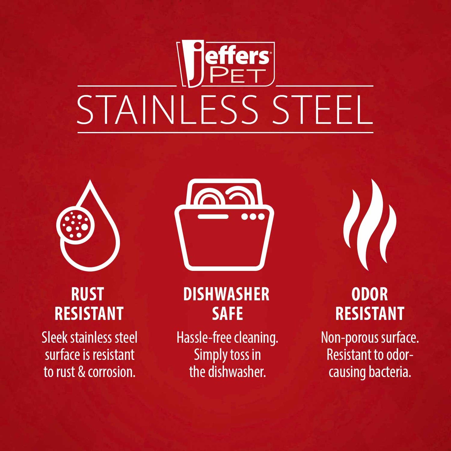 Comederos dobles de acero inoxidable de perfil bajo de Jeffers para mascotas