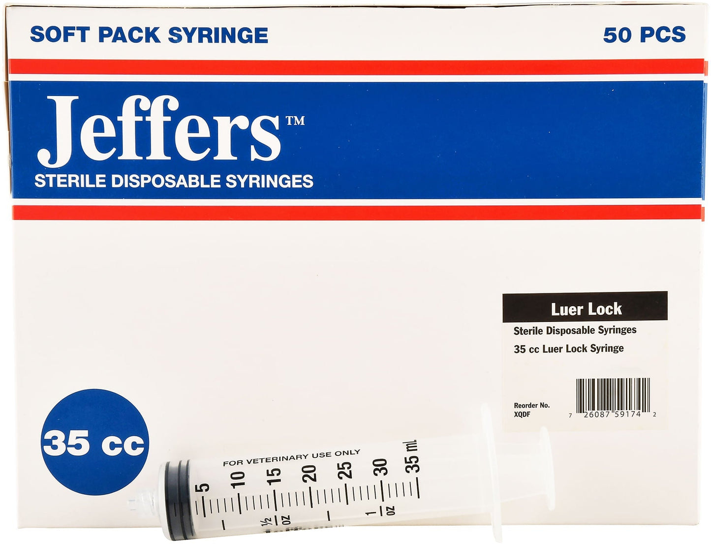 Jeringas Luer Lock Jeffers, Cajas