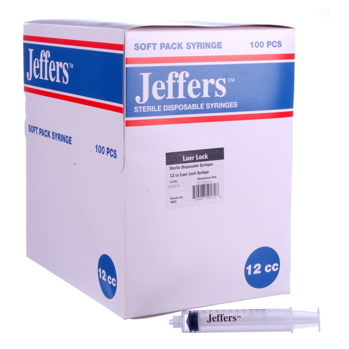 Jeringas Luer Lock Jeffers, Cajas