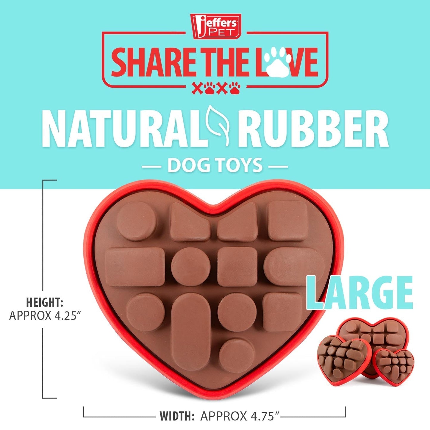 Jeffers Natural Rubber Box of Chocolates Dog Chew Toy for Medium-Chewers