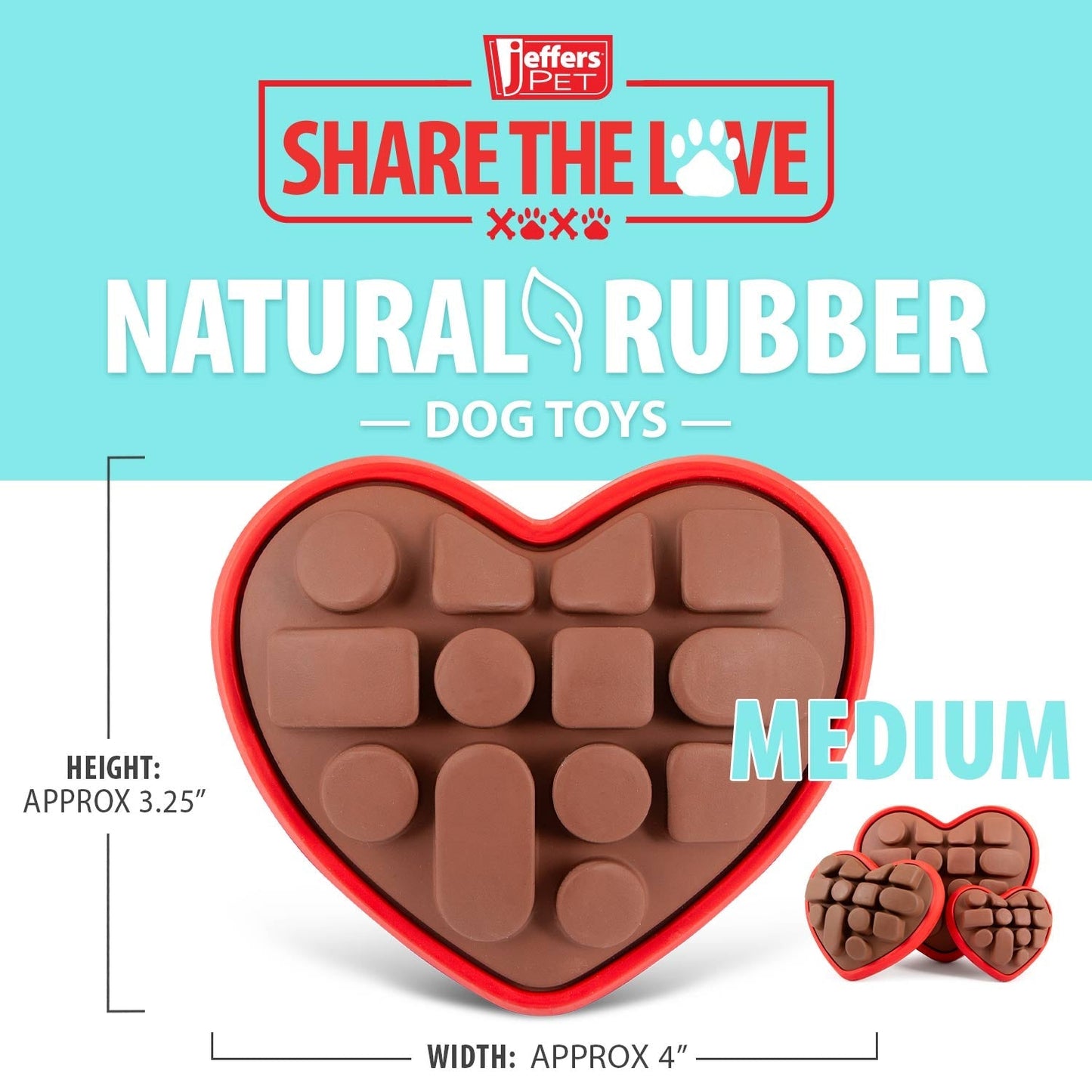 Jeffers Natural Rubber Box of Chocolates Dog Chew Toy for Medium-Chewers