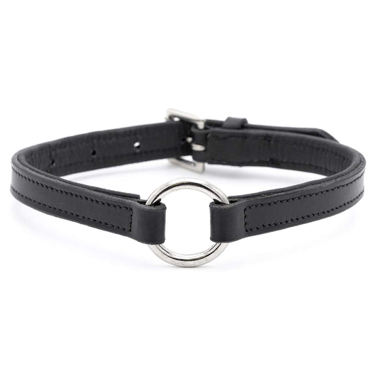 Collares para Perros Jeffers de Cuero Negro Acolchado con Anilla y Herrajes Niquelados