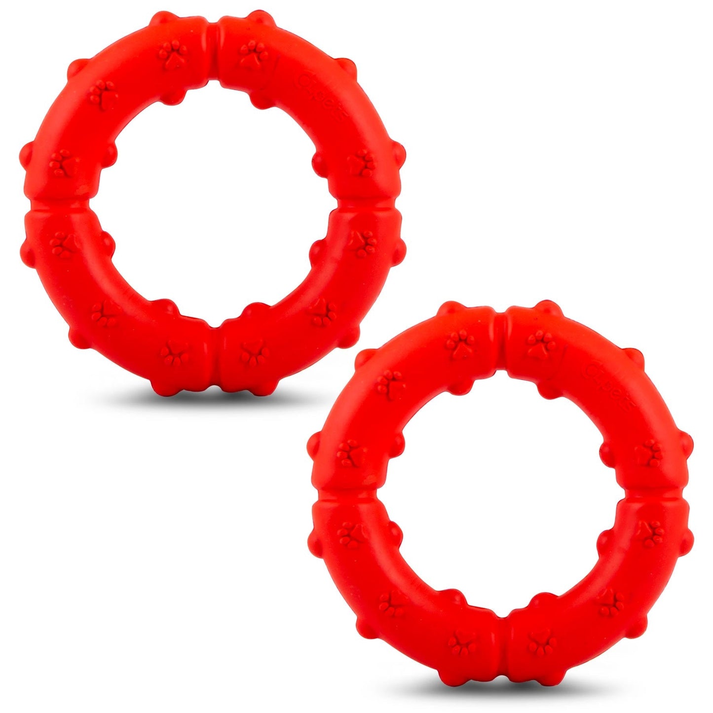 Mordedor y juguete para lanzar para perros de caucho natural Jeffers Paw Ring Tugger para la higiene dental
