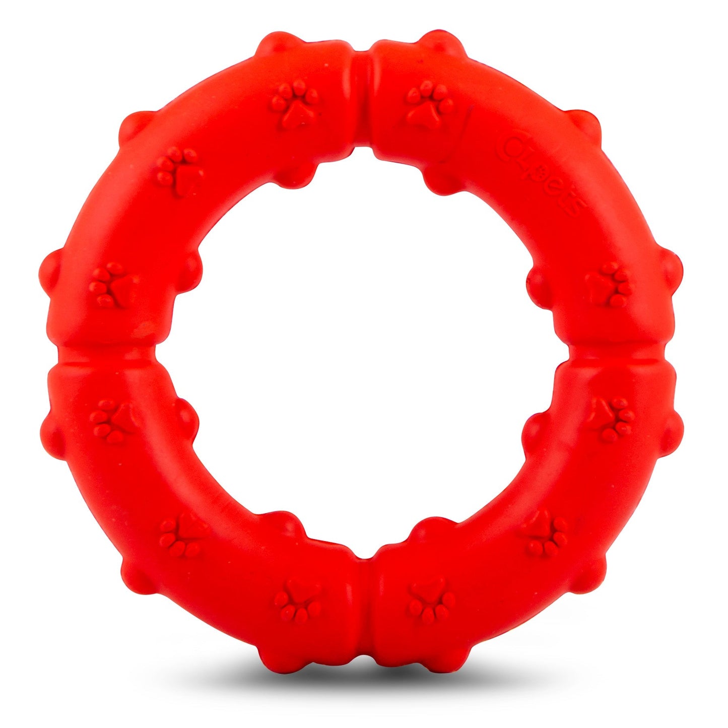 Mordedor y juguete para lanzar para perros de caucho natural Jeffers Paw Ring Tugger para la higiene dental