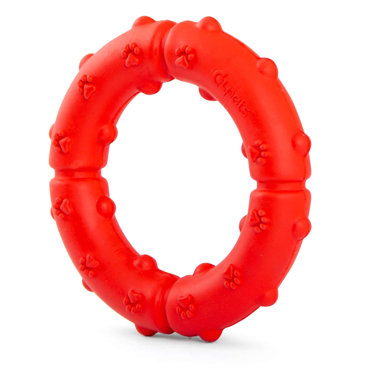 Mordedor y juguete para lanzar para perros de caucho natural Jeffers Paw Ring Tugger para la higiene dental