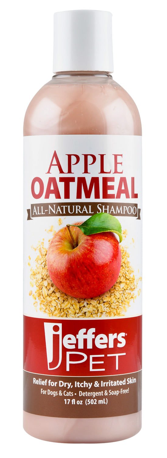 Champú hipoalergénico totalmente natural de avena y manzana Jeffers Pet para perros y gatos con piel seca
