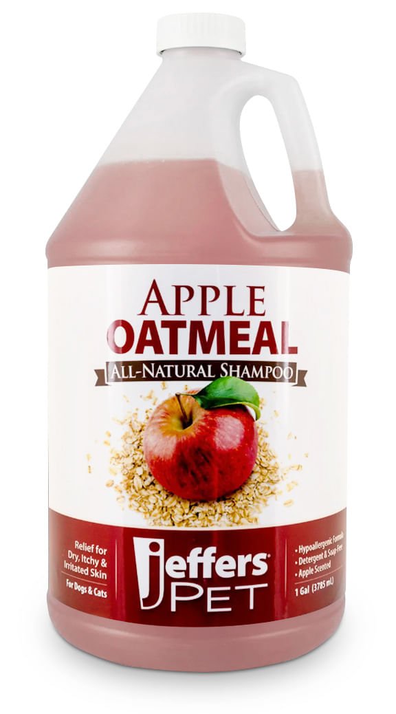 Champú hipoalergénico totalmente natural de avena y manzana Jeffers Pet para perros y gatos con piel seca
