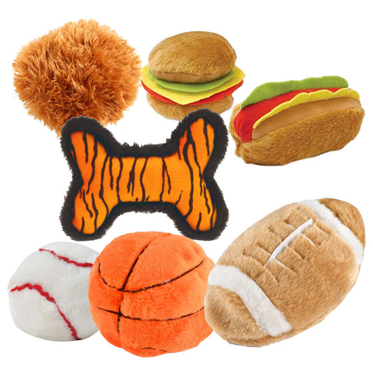 Jeffers Plush Shapes Comparte el Amor Juguetes para Perros con Sonido, Kit de 7 Piezas
