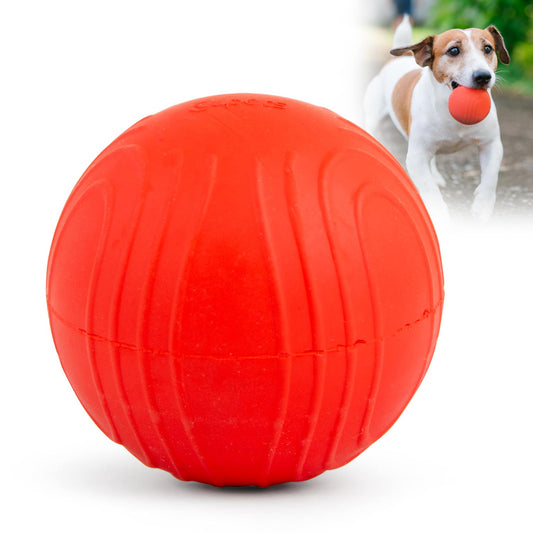 Juguete de Goma Natural para Perros Jeffers Red Bouncing Ball with Waves, para Masticar y Juego Energético