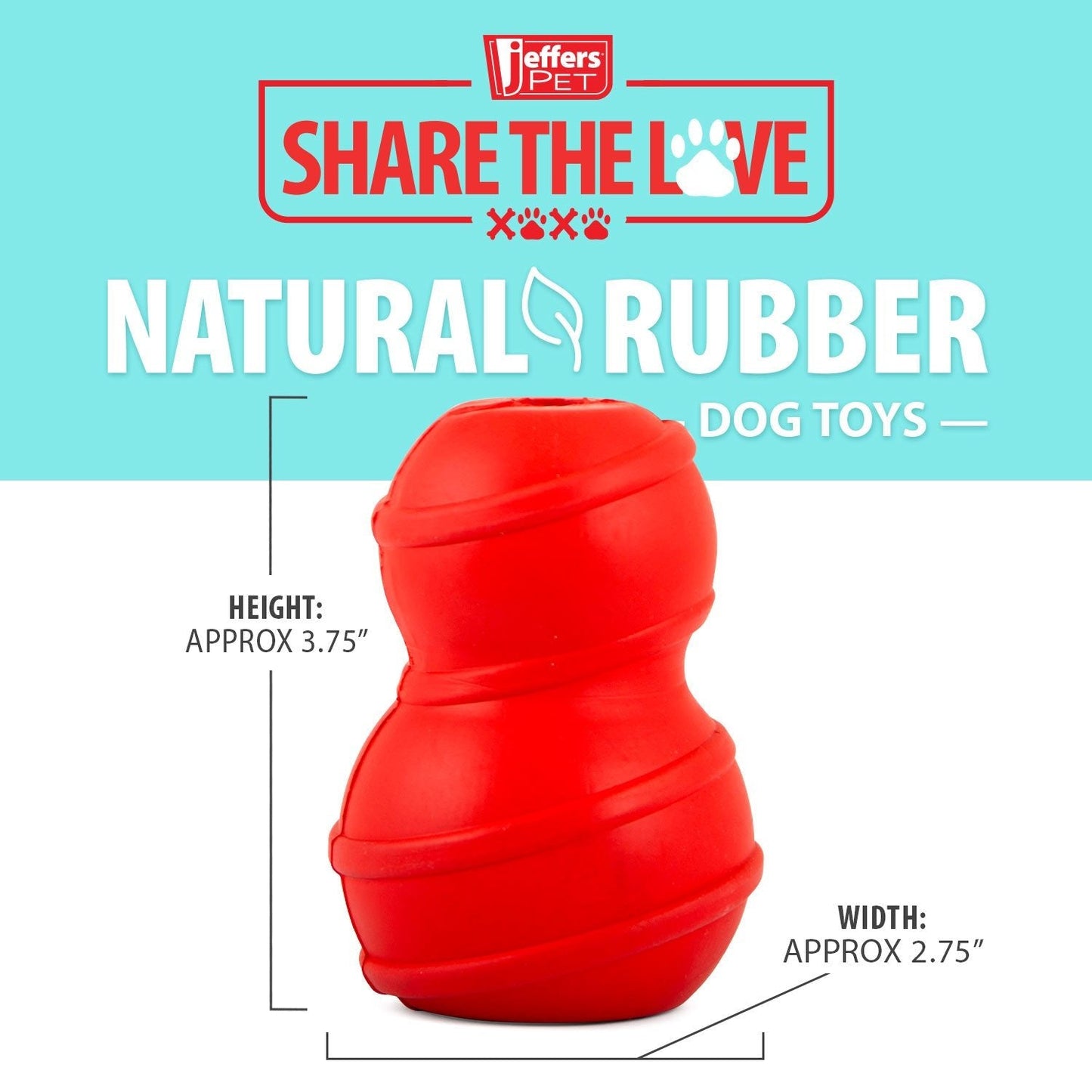 Jeffers Juguete dental dispensador de golosinas de caucho natural Stuffable Fetch & Chew Red Classic para perros