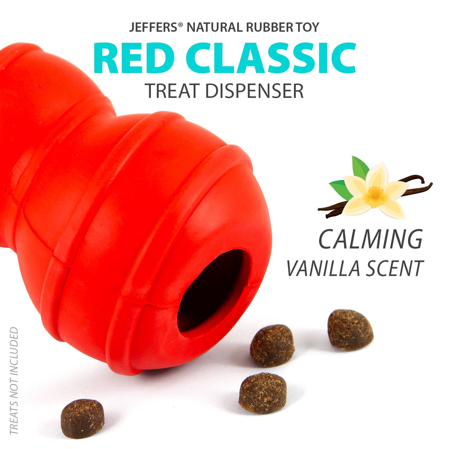 Jeffers Juguete dental dispensador de golosinas de caucho natural Stuffable Fetch & Chew Red Classic para perros