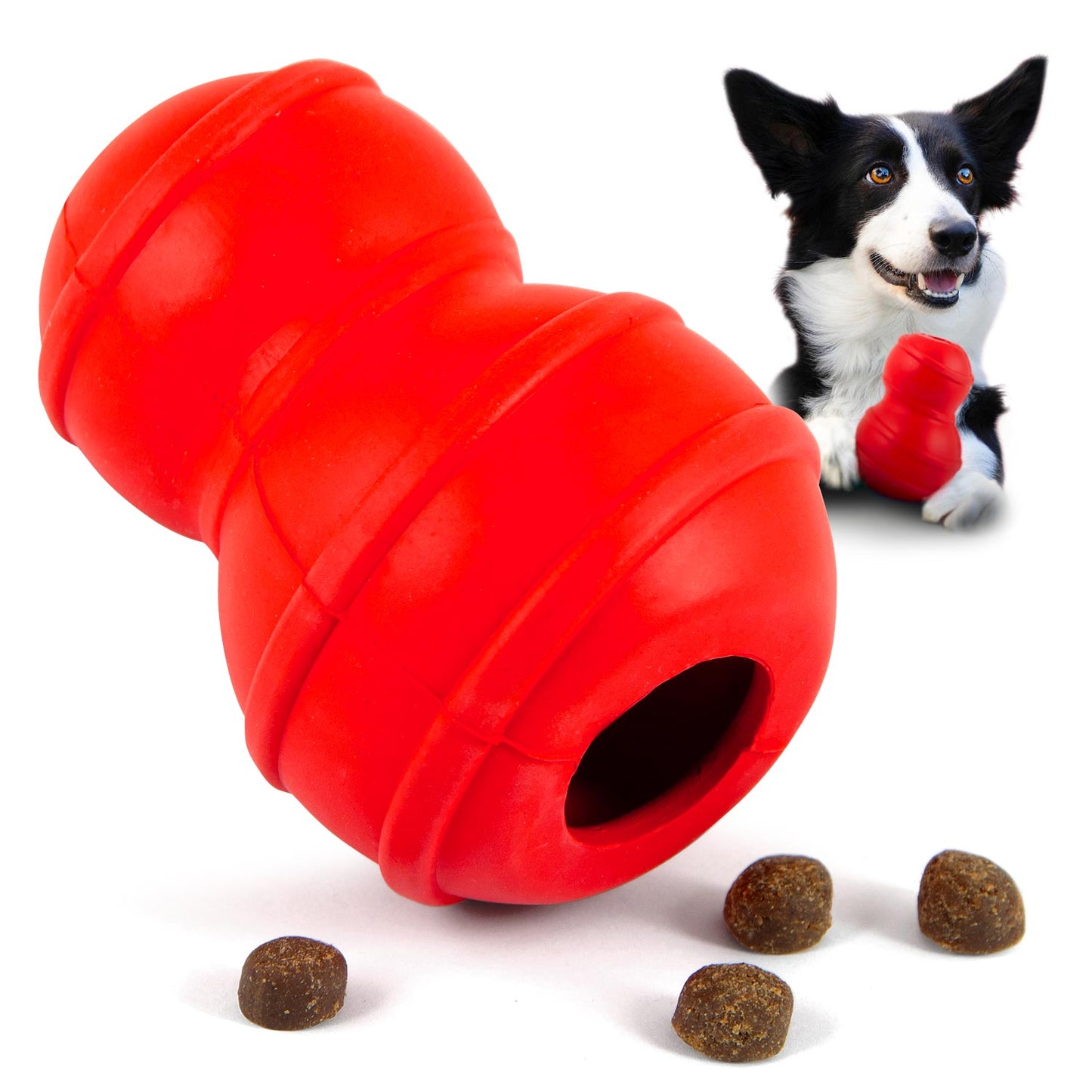 Jeffers Juguete dental dispensador de golosinas de caucho natural Stuffable Fetch & Chew Red Classic para perros