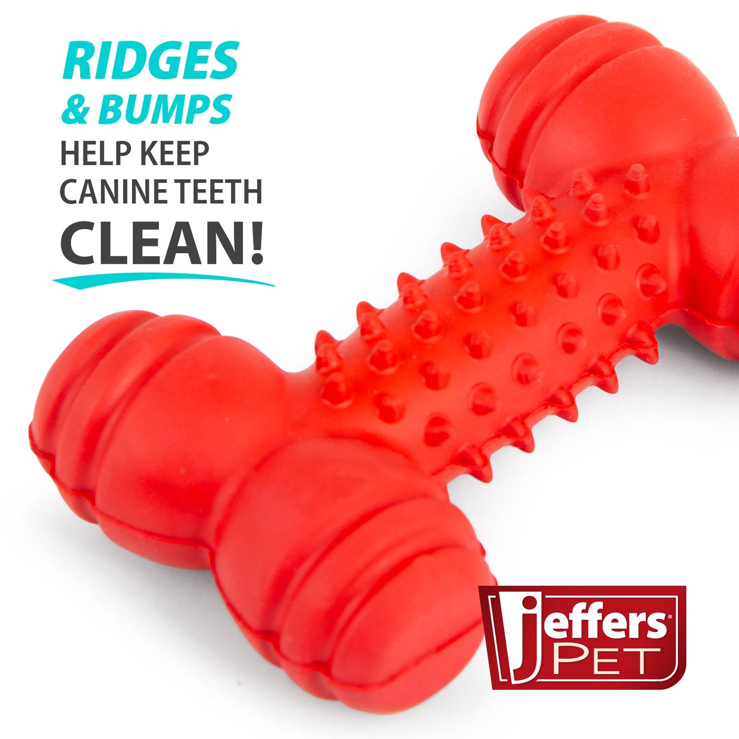 Juguete masticable de caucho natural Jeffers Red Dental Bone para perros para dientes y encías saludables