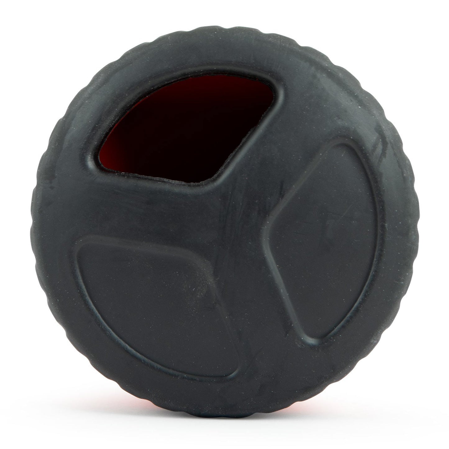 Juguete masticable dental Jeffers Red Hockey Puck de caucho natural con dispensador de premios para perros