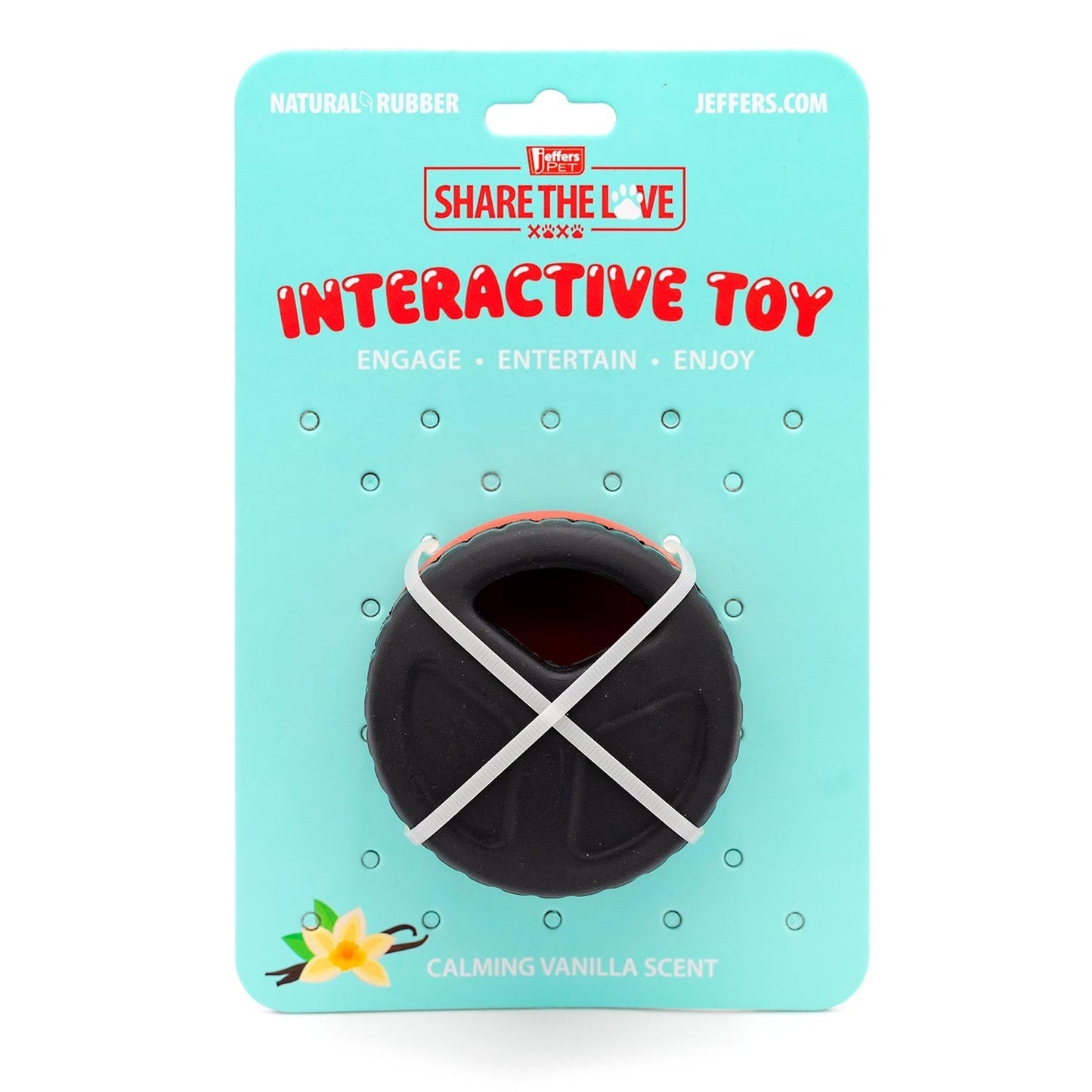 Juguete masticable dental Jeffers Red Hockey Puck de caucho natural con dispensador de premios para perros