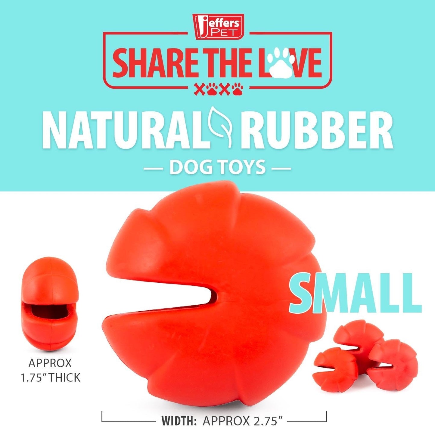 Juguete masticable dental de caucho natural con dispensador de golosinas para perro, Jeffers Red Millipede