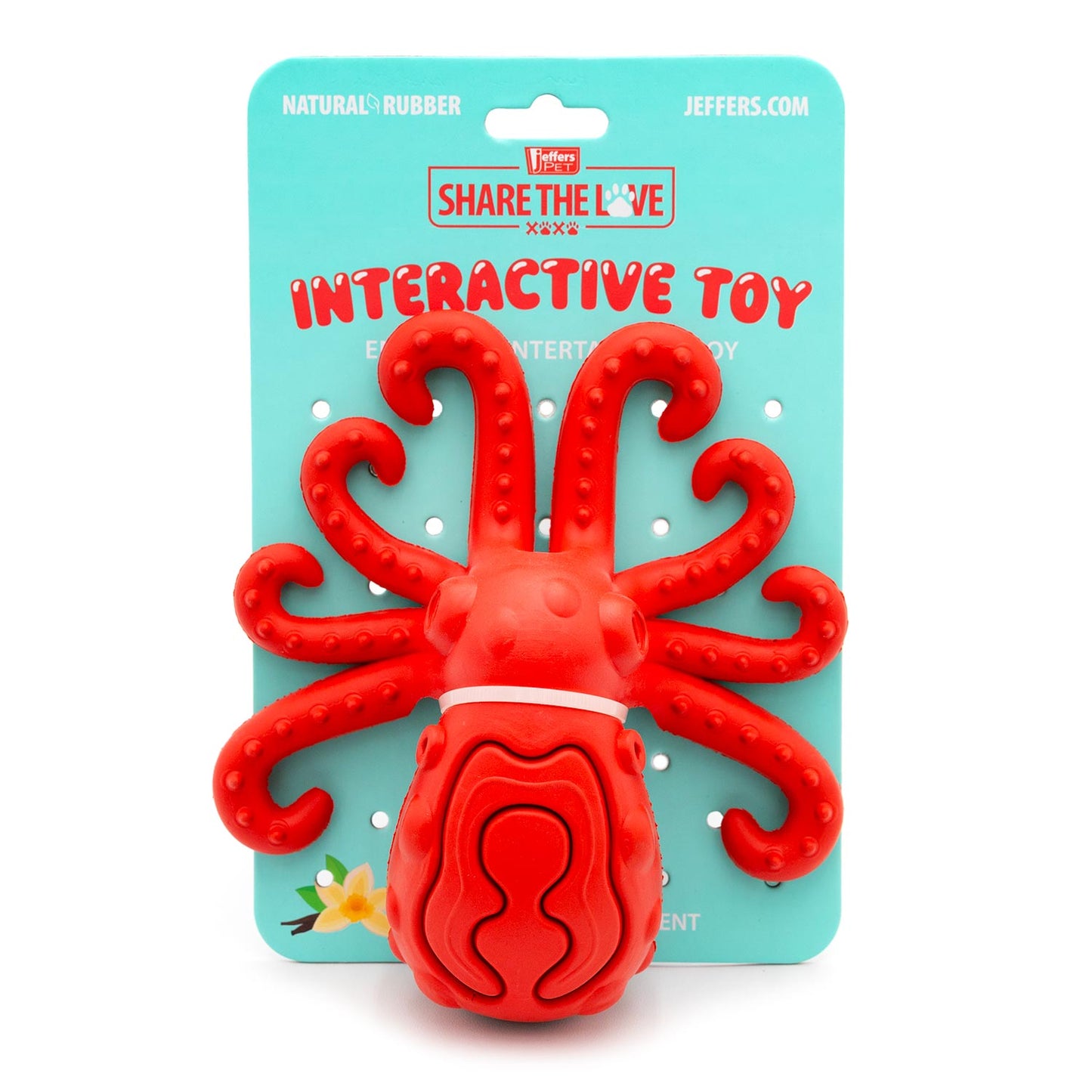 Jeffers Red Octopus Juguete masticable de caucho natural dispensador de premios para perros con diseño de pulpo rojo