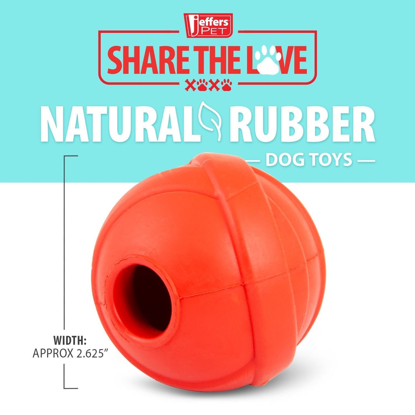Juguete masticable para perros dispensador de golosinas de caucho natural Jeffers Red Orbits Ball