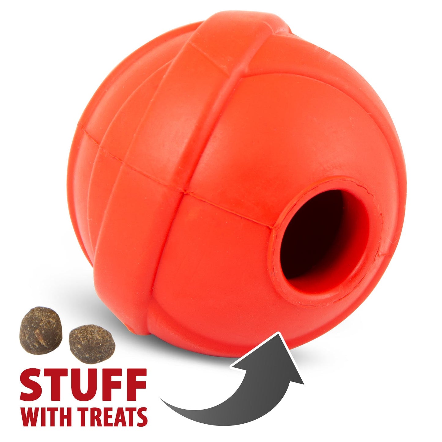 Juguete masticable para perros dispensador de golosinas de caucho natural Jeffers Red Orbits Ball