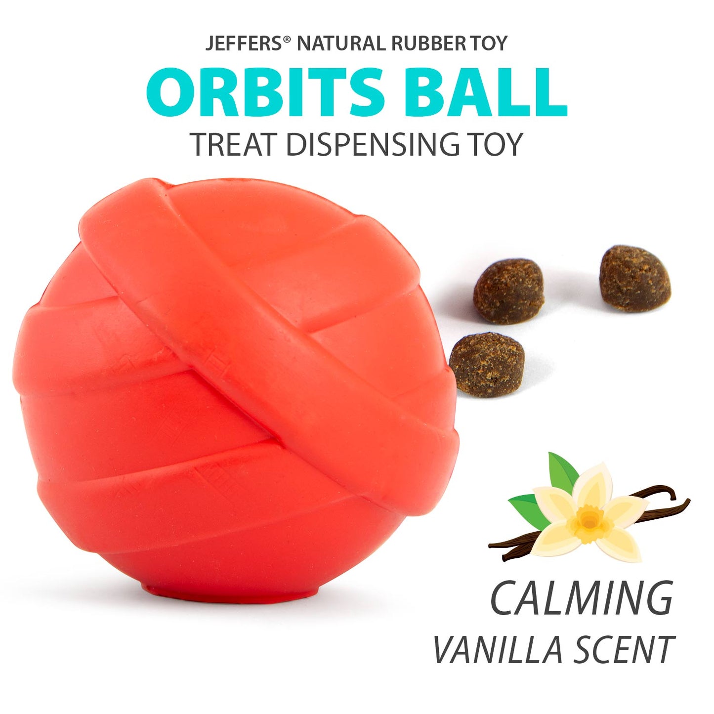 Juguete masticable para perros dispensador de golosinas de caucho natural Jeffers Red Orbits Ball