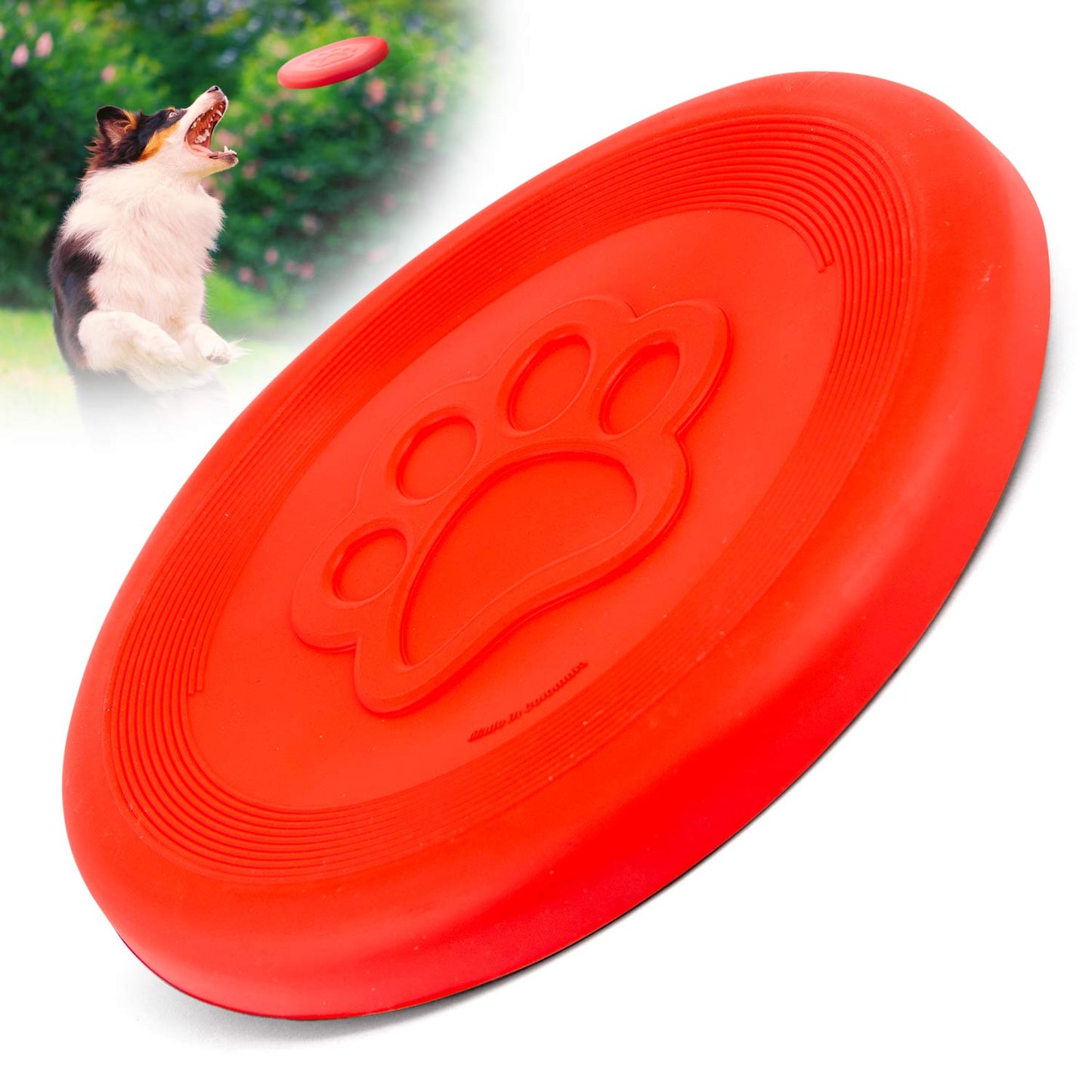 Juguete para Perro Jeffers Red Paw Frisbee de Caucho Natural para Lanzar y Masticar